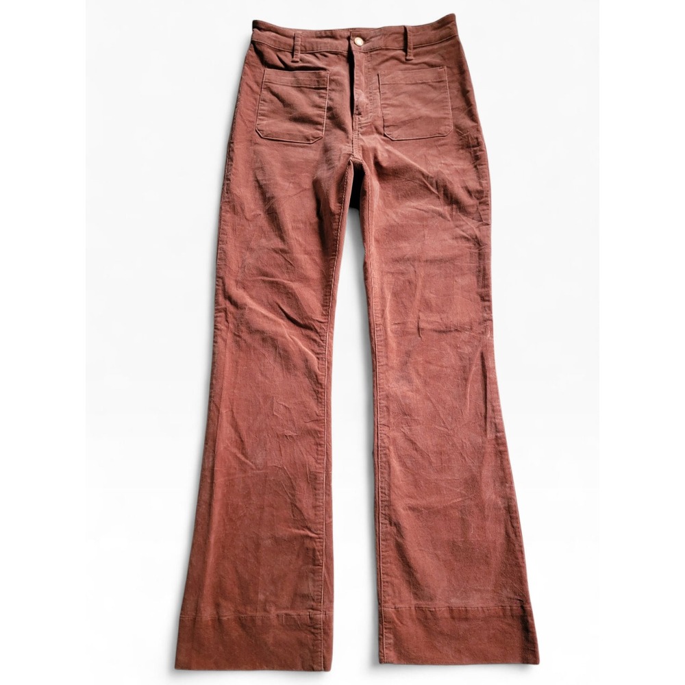 Avec Les Filles Brown Corduroy High Rise Flare Leg Pants Size 8 Reg Tall Fall
